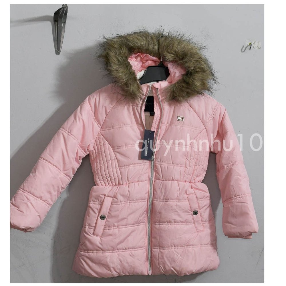 NWT Tommy Hilfiger Girls Fleece Lined Puffer Jacket PINK . - Picture 2 of 10